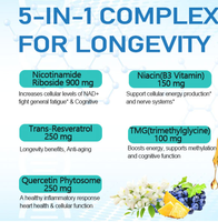 Complexe NAD Plus, gouttes liquides de resvératrol, produit de beauté oral pour adultes, stimulant énergétique et pour la santé de la peau, non destiné aux femmes enceintes
