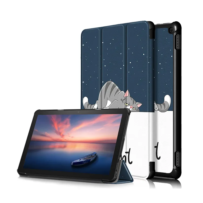 Apply to New Fire HD 10 11th Gen 2021 Tri-fold Flat protective cover Hard back shell for Fire HD 10 Plus