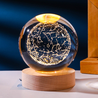 Boule de cristal 3D avec gravure laser intérieure, ornement artisanal créatif, petite veilleuse, éclairage chaleureux, cadeau
