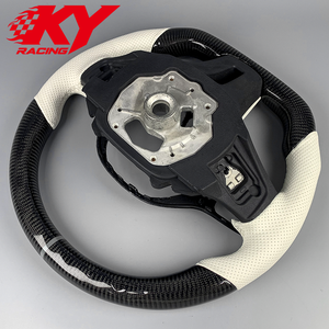 Volante deportivo personalizado de fibra de carbono y cuero blanco, compatible con BMW G20 G30 G21 G22 G32 G05 G06 G80 G87 M2 M3 M4 X3 X5 - Product Image 3