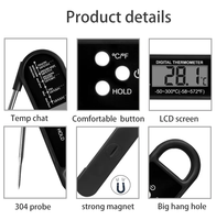 Termometer makanan Digital, pengukur suhu daging Digital plastik tahan air untuk BBQ rumah tangga