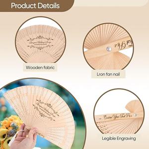 Abanico de Mano de Madera Retro con Logotipo Personalizado, Recuerdo, Regalo, Grabado Personalizado, Abanico Plegable para Boda - Product Image 3