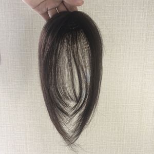 SS LONGFORヘアバングダークブラウンカラー2 # クリップイントッパー、フリンジ付き女性用人毛8インチ3x4ヘアエクステンション3Dバング - Product Image 4