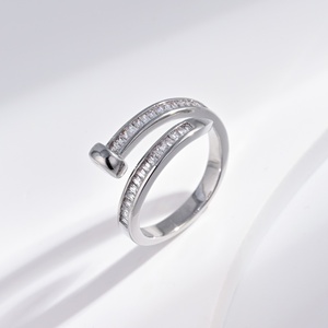 OEM plata 925 silver Sapphire Round Brilliant Cut <b>ring</b> woman fashion Rhodium Plated Wedding cubic zirconia <b>adjustable</b> <b>rings</b> - Product Image 5