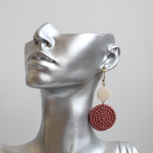 Jachon – boucles d'oreilles pendantes en argile polymère, boucles d'oreilles en poterie douce, Art créatif, tissage rond géométrique rétro - Product Image 4