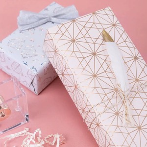 Gold Geometric Pattern Art <b>Paper</b> <b>Roll</b> 100GSM Coated Eco-Friendly Recyclable Double-Sided Digital Printing Compatible Gift <b>Wrap</b> - Product Image 6