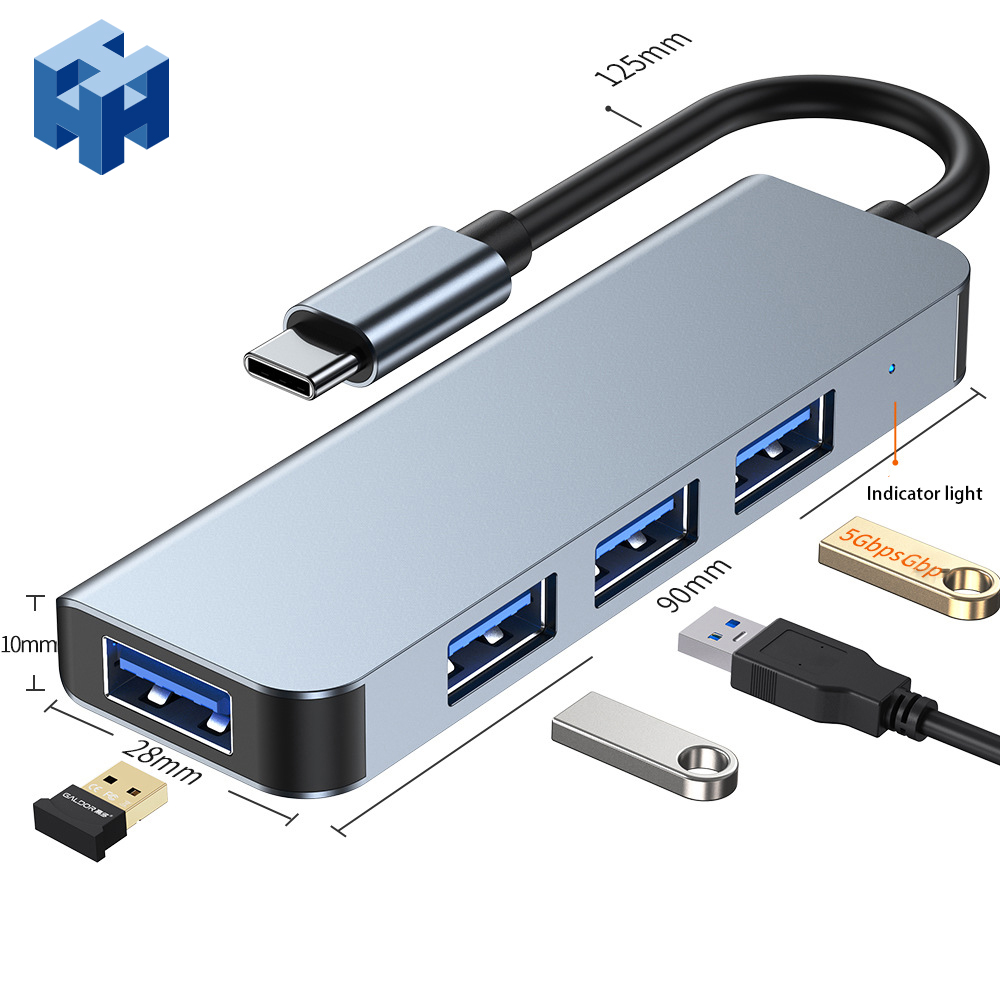 USB-концентратор для ноутбука с портом Type-C И Адаптером USB 3,0 4 в 1, док-станция для кабеля адаптера для Macbook