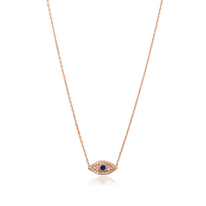 Daochong personnalisé usine vente directe zircon cubique plaqué or rose collier mauvais œil - Product Image 1