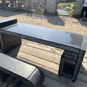 Tùy chỉnh tự nhiên màu đen đá Granite bàn ghế băng ghế dự bị Thiết lập hiện đại trong nhà vườn băng ghế dự bị chất lượng cao Countertop ngoài trời dài băng ghế dự bị Thiết lập - Product Image 6