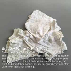 Chiffons de nettoyage en coton blanc de qualité supérieure, 10 kg et 25 kg, issus de t-shirts recyclés, coupés, pour vêtements tricotés - Product Image 2