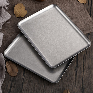 Assiette Carrée Vintage Coréenne, Plateau en Acier Inoxydable 304 pour Café, Plateau à Dessert et Gâteau, Plateau de <span class=keywords><strong>Barbecue</strong></span> Vieilli avec Logo Personnalisé - Product Image 4