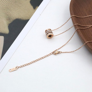 Stainless Steel Pendant Necklace Rose Gold Round Pave Setting Geometric Design <b>Gift</b> For Girls Best <b>Friends</b> - Product Image 2