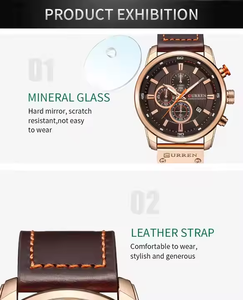 Montre à quartz pour homme, vente chaude, bracelet en cuir, étanche, montre-bracelet avec <span class=keywords><strong>date</strong></span>, montre intelligente - Product Image 4