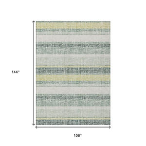 Tappeto interno/esterno a righe HMS 9 'X 12' tappeto lavabile color acqua chiaro e verde Lime - Product Image 3
