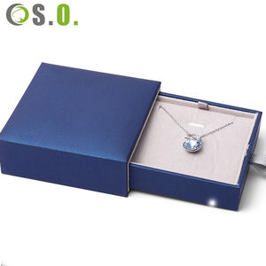 Blue White Custom Premium Imitation PU Leather Cardboard Boxes <b>for</b> <b>Necklace</b> Bracelet Ring Earrings Boxes Jewelry <b>Box</b> - Product Image 5