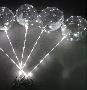 Party Ballons Decoration Balloons Clear Led Balloons Light Up With Sticks Transparent Round Bubble Bobo Ballons Party Wedding Decoration With Led Lights