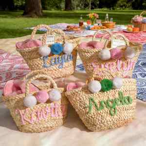 Tote <b>Bag</b>, Custom Straw Travel Beach <b>Bag</b> With Name, <b>Bridesmaid</b> Basket, Bridal Shower <b>Gift</b> - Product Image 3
