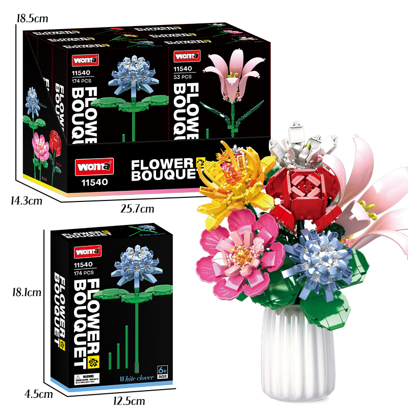 Woma Toys 11540 Flower Building Block Set - 6 Flower Bouquet for