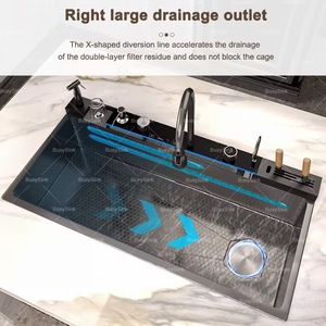 Nuovo Lavello da <span class=keywords><strong>Cucina</strong></span> Nero 2026 con Tecnologia Nano a Nido d'Ape SUS, Pannello Digitale Smart Piano e Rubinetto con Pistola Spray - Product Image 5