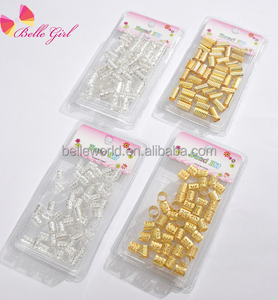 BELLEWORLD <span class=keywords><strong>Tube</strong></span> Perles Anneaux en argent doré pour tresses Bijoux Anneau Dreadlock Perles Réglables Tresse Poignets Perles de cheveux - Product Image 1