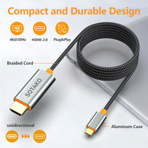 Câble convertisseur <span class=keywords><strong>USB</strong></span>-C vers <span class=keywords><strong>HDMI</strong></span> 4K compatible HDTV pour <span class=keywords><strong>MacBook</strong></span> Pro/<span class=keywords><strong>Air</strong></span>, iPhone 16/17, PS4/5, prend en charge 3D HDR EARC, adaptateur <span class=keywords><strong>USB</strong></span>-C vers <span class=keywords><strong>HDMI</strong></span> - Product Image 3