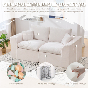Ensemble de canapé modulaire convertible en velours 2 places avec housses de coussin amovibles, garnissage en mousse à mémoire de forme, meubles écologiques - Product Image 1