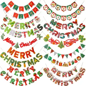 圣诞跨界装饰雪花圣诞快乐横幅燕尾榫旗SCLB23-14
