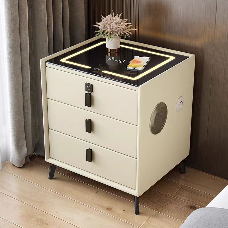 Luxury Smart Bedside Table with LED Light & Wireless Charging – Modern Nightstand with Storage for Bedroom Home Furniture - View 2