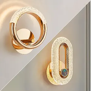 Lâmpada de parede moderna para interior, suporte de iluminação, decoração de casa, cozinha, quarto, sala de estar, criativa circular, LED acrílico