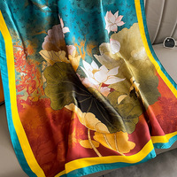 Offre Spéciale Luxueuses Écharpes en Soie et Polyester Imprimées Florales, Châles de Plage pour Femmes, Foulard d'Été Léger au Toucher Soyeux