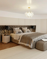 Meubles de chambre à coucher modernes de haute qualité, lit double de luxe léger, design en cuir véritable, lit double king size