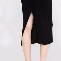 GUOOU Robes en tricot noir à manches longues personnalisées pour femmes Robe de nuit sexy pour la fête