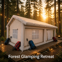 Tente de camping gonflable pour glamping en montagne, 3000 mm, imperméable, installation automatique, durable