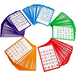 Fornitore di giochi di Bingo fabbricazione custom 5 fogli di giochi americani di colore misto riutilizzabili carte da gioco di carta Bingo