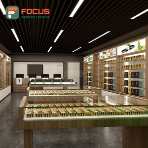 Heavy Duty Smoke Shop Display Cabinet Wood Glass Showcase Counter LED <b>Lighting</b> Tobacco Display Cabinet - Product Image 1