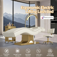 Table de pose de cils électrique inclinable Turri avec commande au pied, lit d'extension de cils, chaise longue pour cils, lit électrique pour cils et sourcils avec pédale