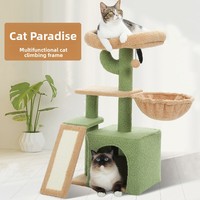 Arbre à chat en bois, structure d'escalade pour chat, griffoir pour chat en forme de cactus, jouet pour chat en sisal, griffoir vertical pour chat
