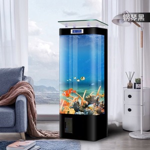 Living room small household heat-bent glass floor-standing wall-mounted back-filtering non-replacement water <strong>tank</strong> white - Product Image 5