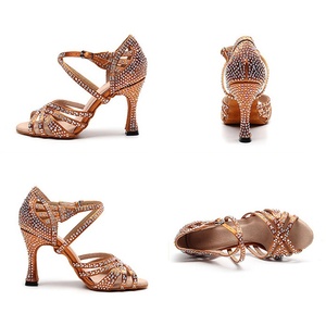 Giày nhảy Latin cao gót đính kim cương dành cho nữ, đế mềm trong nhà, giày sandal khiêu vũ khiêu vũ dành cho tiệc cưới, giày Salsa bằng da lộn - Product Image 2