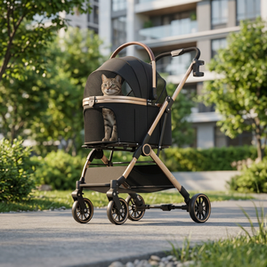 Poussette pliable en métal <span class=keywords><strong>pour</strong></span> animaux de compagnie, <span class=keywords><strong>chariot</strong></span> de voyage léger détachable <span class=keywords><strong>pour</strong></span> chiens et chats avec ventilation en maille <span class=keywords><strong>pour</strong></span> la promenade - Product Image 6