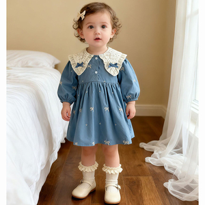 <span class=keywords><strong>Vestito</strong></span> da bambina primaverile 0-6 anni, abito da principessa con colletto a <span class=keywords><strong>farfalla</strong></span>, <span class=keywords><strong>vestito</strong></span> intero ricamato per bambina - Product Image 3