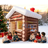 Tente Gonflable Maison de Père Noël Oxford – Cabane de Noël Gonflable Durable pour Affichage Festif et Carnaval