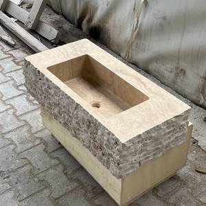 Lavabo de Baño Integrado de Lujo Rústico de Mármol Travertino, Duradero, Ecológico, Hecho a Mano con Piedra Natural, Personalizado - Product Image 2