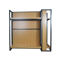 Étagère gondole moderne en bois, présentoir de supermarché simple face, étagère en bois à structure métallique pour magasins de proximité et de cosmétiques