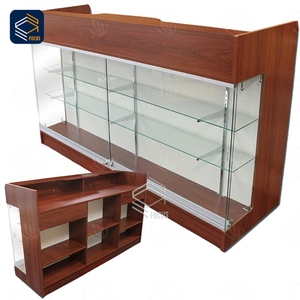 Vitrine d'affichage en verre noir comptoir porte coulissante luminaire <span class=keywords><strong>de</strong></span> magasin <span class=keywords><strong>de</strong></span> détail étagères réglables Construction en verre trempé - Product Image 4