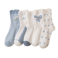 Fleur Broderie Qualité Chaussettes Transparent Bleu Blanc Fleur Chaussettes Curling Été Respirant Chaussettes