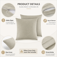 Housse de coussin carrée personnalisable OEM ODM au toucher doux avec fermeture éclair dissimulée, taie d'oreiller décorative