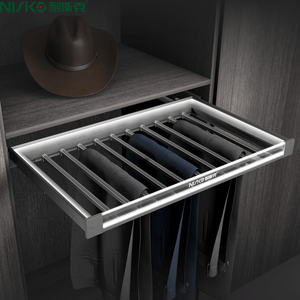 Meuble sous garde-robe Porte-<span class=keywords><strong>pantalon</strong></span> en cuir d'aluminium <span class=keywords><strong>Tiroir</strong></span> de rangement Accessoire d'armoire <span class=keywords><strong>suspendu</strong></span> - Product Image 3