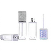 Nouveauté Tube à gloss à lèvres en plastique personnalisé Design carré transparent Vente chaude Étiquette tendance Capacité 6 ml pour cosmétiques Rouge à lèvres