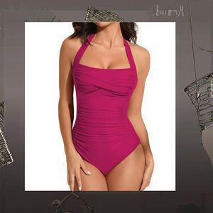 2026 Maillot de bain bikini une pièce personnalisé pour femme, haute qualité, sexy, style plage, avec ceinture ajourée, coupe haute, string en V, couleur unie, vente en gros - Product Image 2